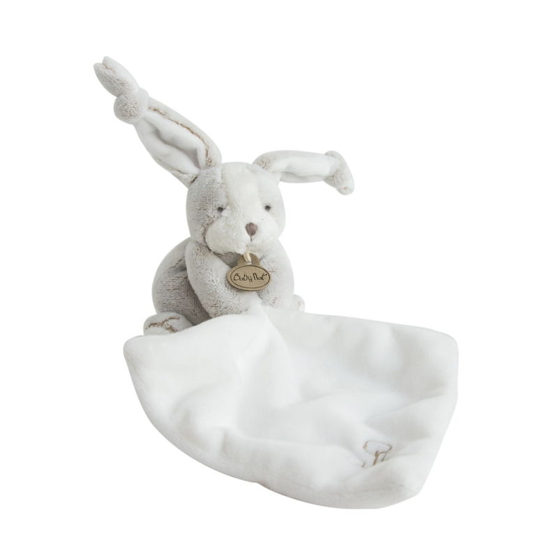 Les toudoux mouchoir lapin gris blanc 